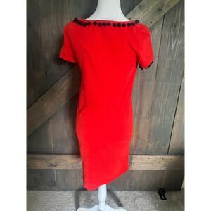 Boden Dress Womens Size 2 R Orange Blue Short Sleeve Above Knee Casual Cottage